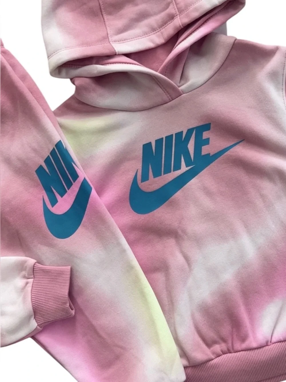 Nike Girls Size 4T Pink Tie-Dye Hooded Sweatshirt & Jogger Pants 2 Piece Set NWT